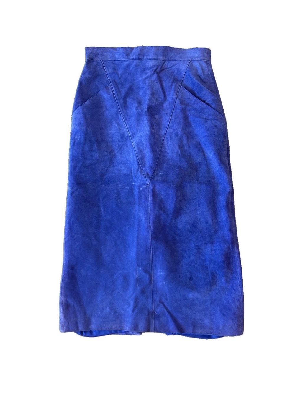 Vintage WINLIT Periwinkle Purple Suede Leather Midi Skirt Korea High Waist 7/8 - Picture 6 of 15